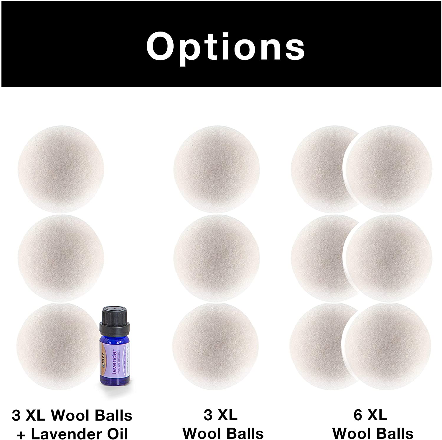 Wool Dryer Balls - Natural Fabric Softener - Pack of 6
